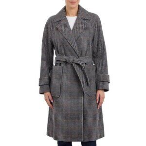 BCBGeneration Belted Houndstooth Coat Black/navy
